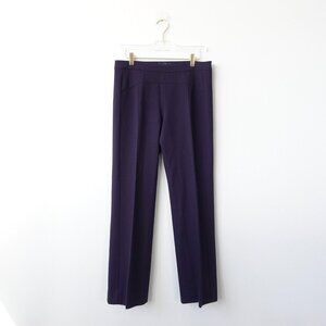 NARCISO RODRIGUEZ Pants Medium Virgin Wool Straight High Waist Tuxedo Navy ITALY